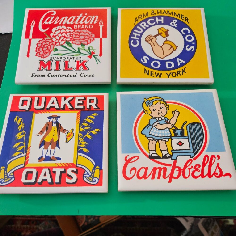 vintage 4pc coaster/trivet 1982 kitschy decor